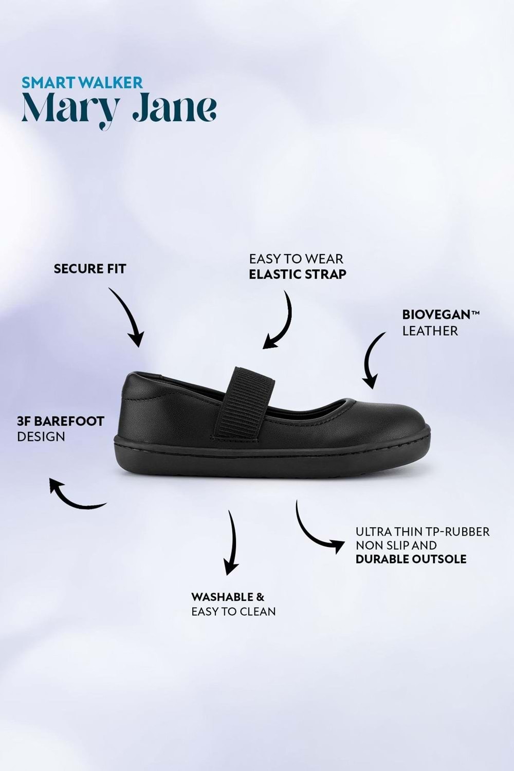 Hopfrög kız çocuk (Vegan) - HOPFRÖG Ayakkabısı (Vegan) - HOPFRÖG - SİYAH - 30 - Smart Walker Mary Jane-SİYA-30