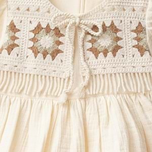 KIZ BEBEK MÜSLİN ELBİSE - WONDRESS - ECRU - 9-AY - W2044-ECRU-9-AY